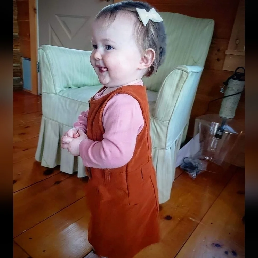 Genuine Kids From OshKosh  Copper/ Brown Dress With Built In Belt & Pockets 18M